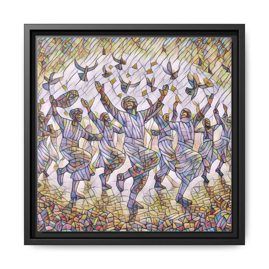 Framed Canvas Art - Joyful Dancers with Doves (Multicolor)