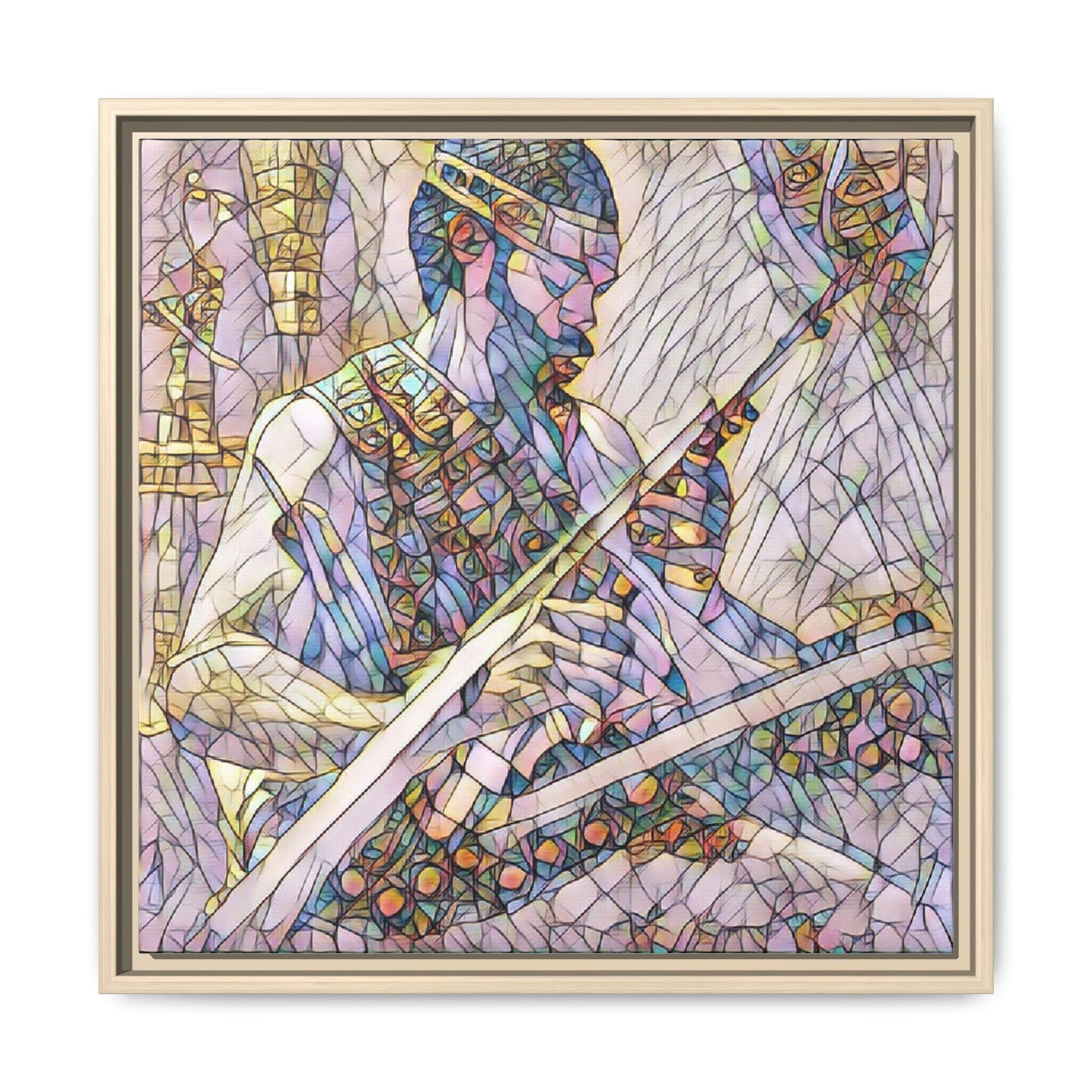 Framed Matte Canvas — Abstract Musician Stained-Glass Art Print