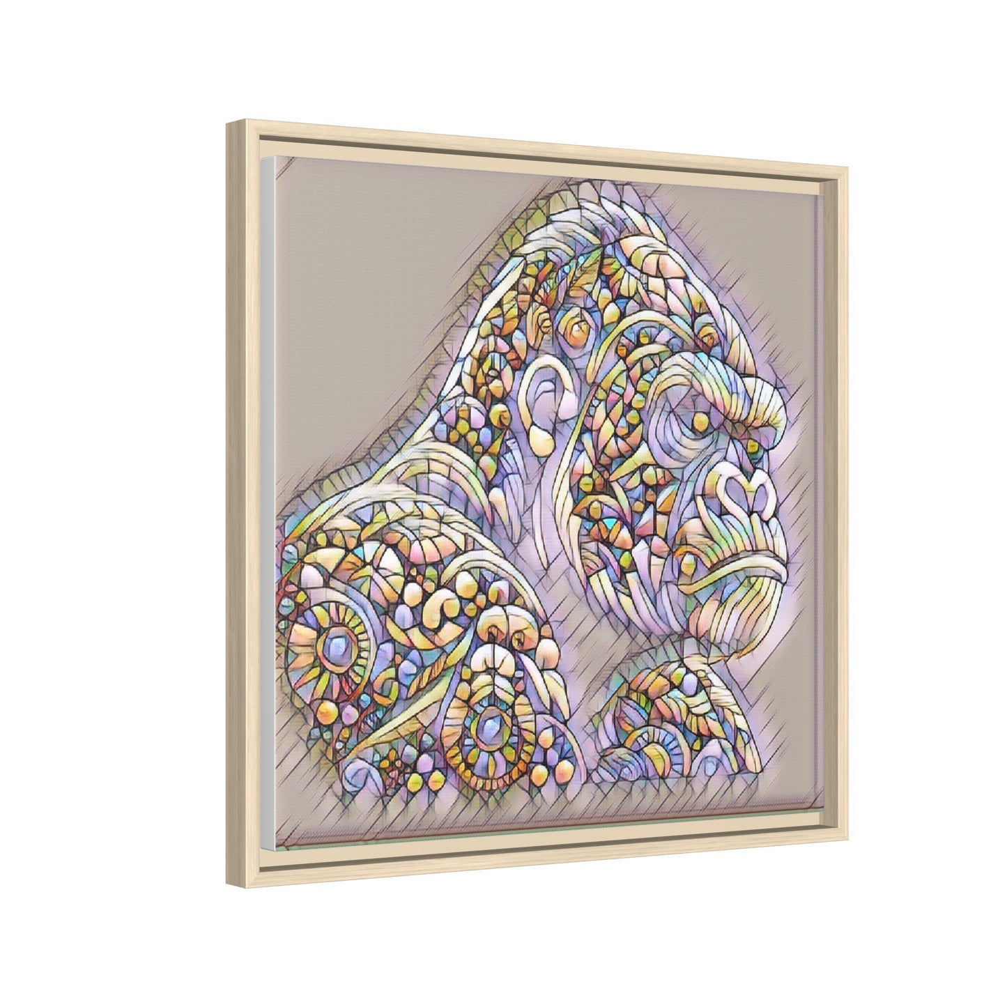 Colorful Ornate Gorilla Matte Canvas Framed Wall Art