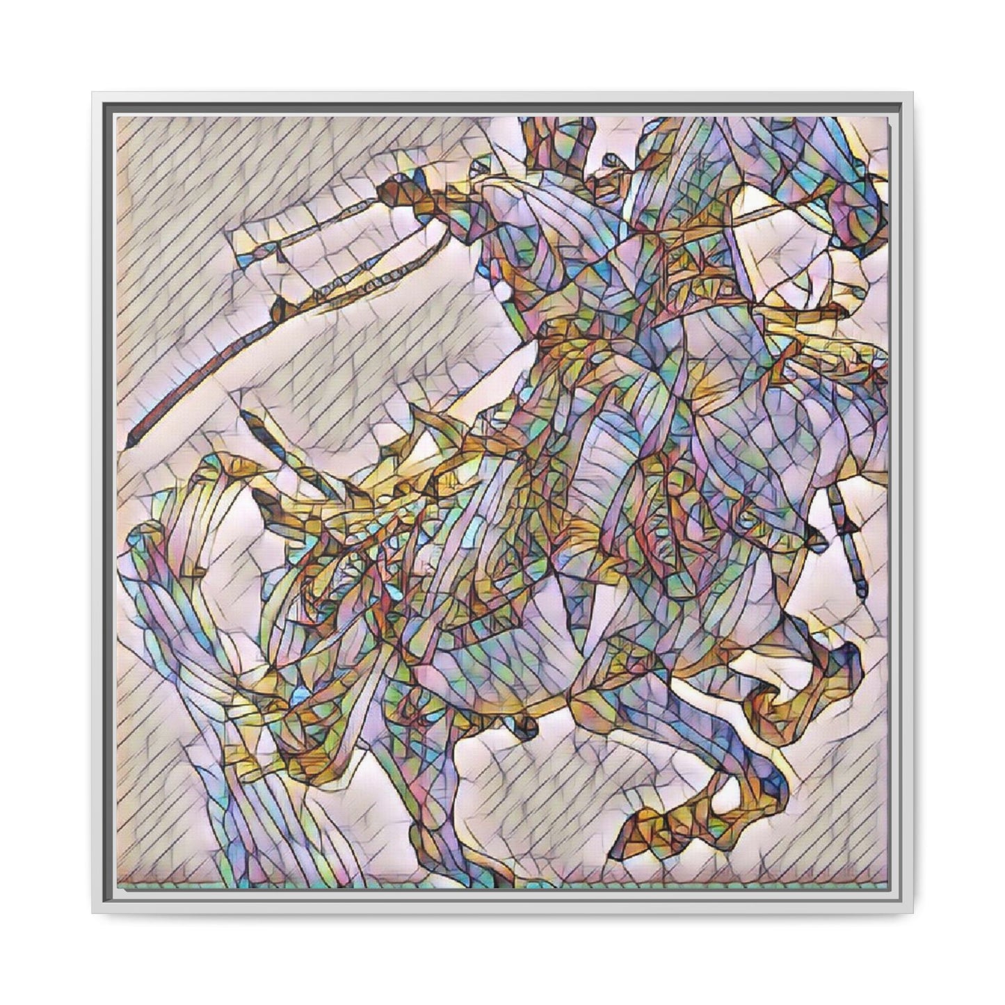 Framed Abstract Stained-Glass Horse Canvas