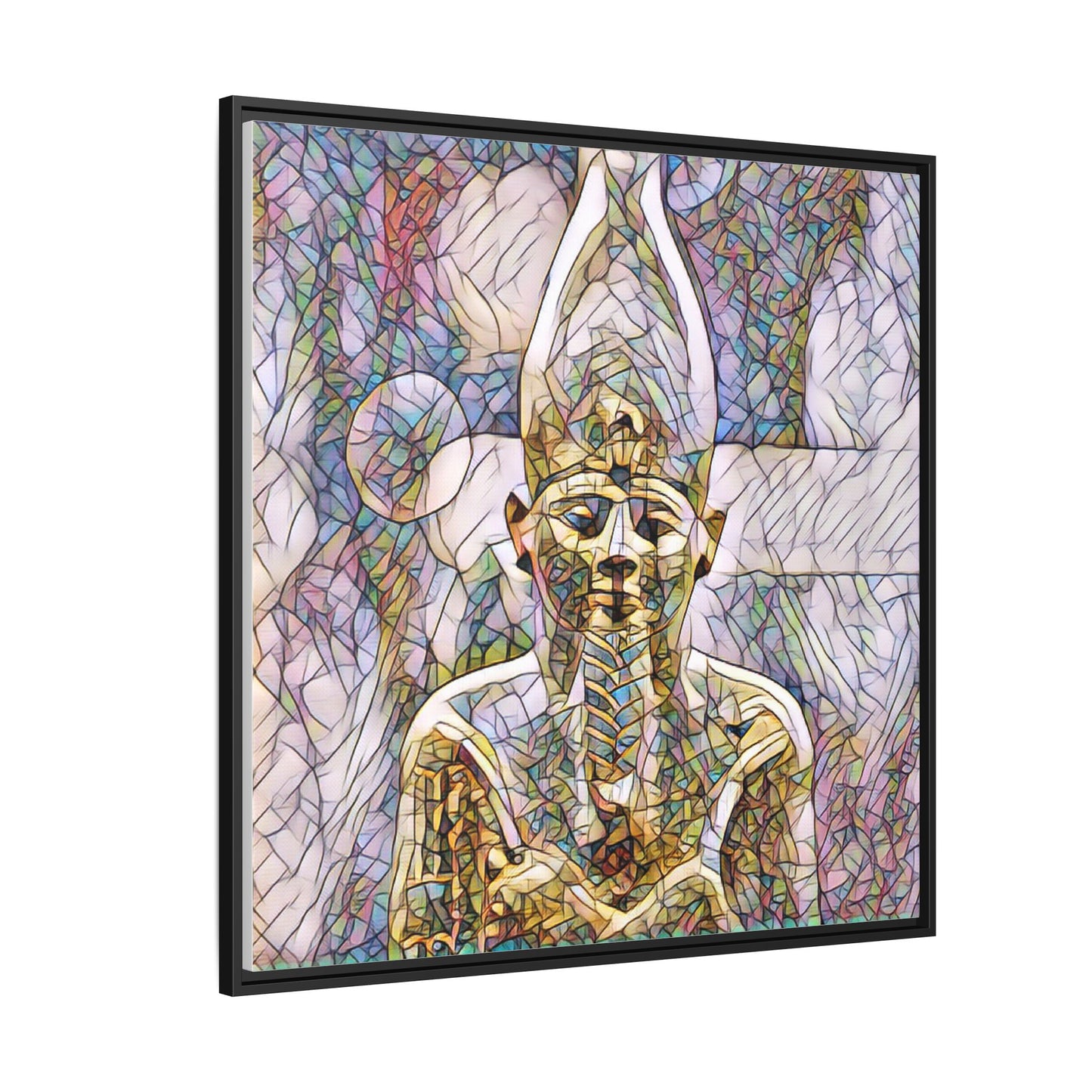 Egyptian Pharaoh Stained-Glass Style Matte Canvas Print, Framed
