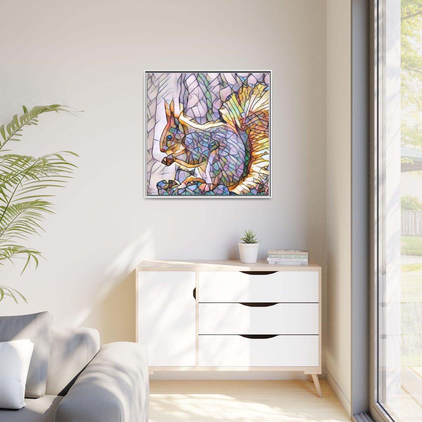 Framed Squirrel Mosaic Matte Canvas Wall Art