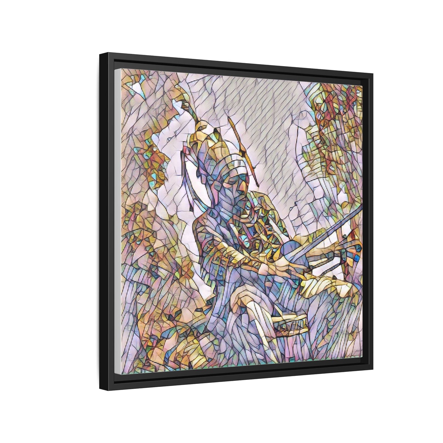 Framed Archery Canvas Print — Stained-Glass Archer Wall Art