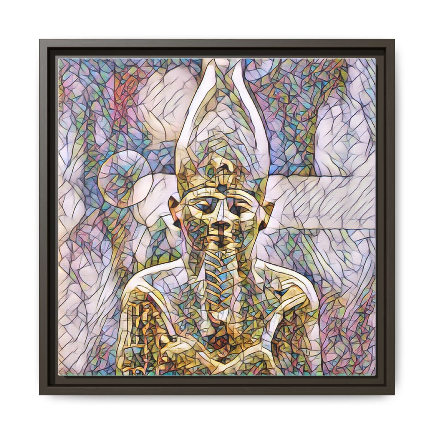 Egyptian Pharaoh Stained-Glass Style Matte Canvas Print, Framed