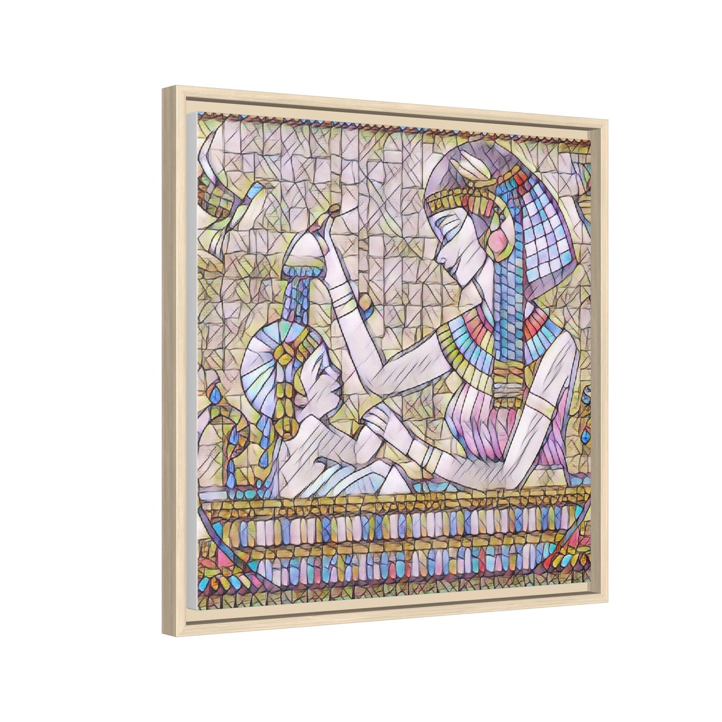 Egyptian Mosaic Mother & Child Framed Matte Canvas