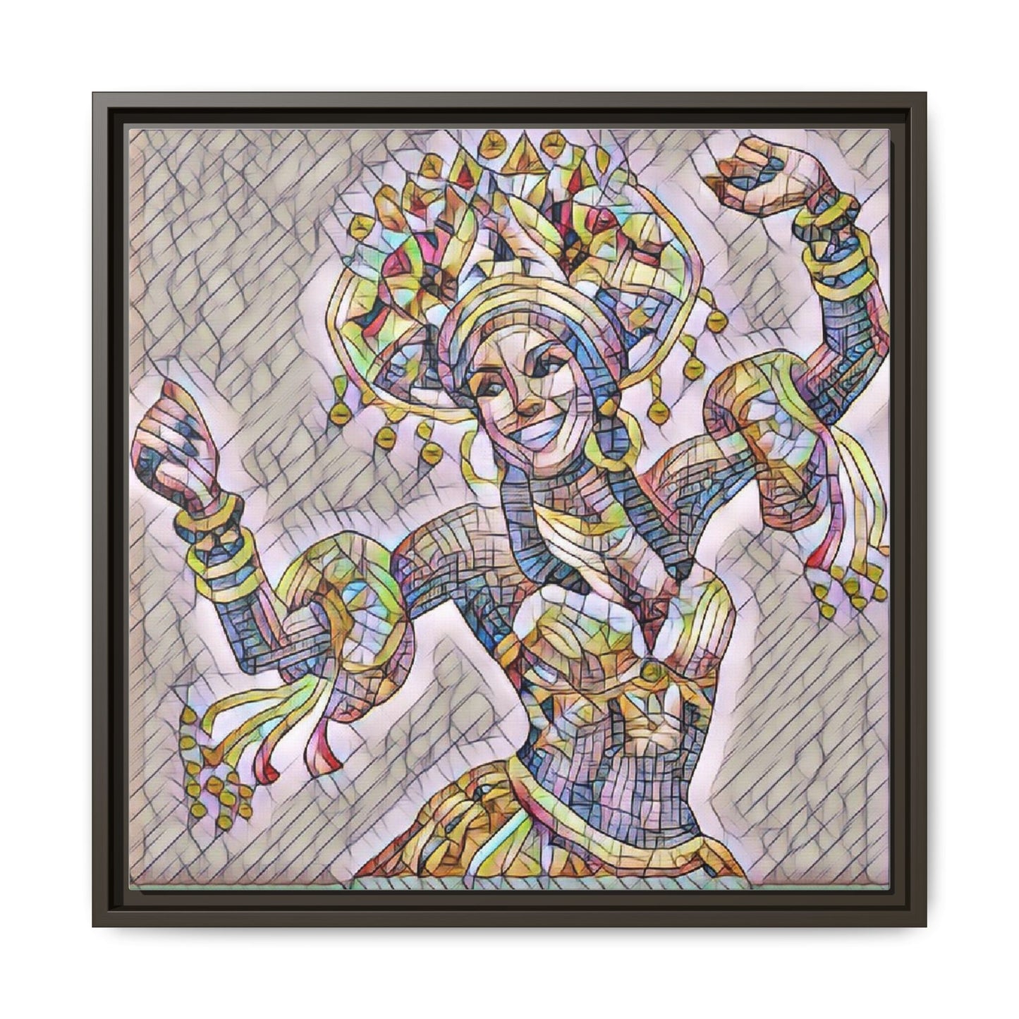 Framed Matte Canvas: Colorful Carnival Dancer Artwork – Vibrant Ethnic Dance Wall Art