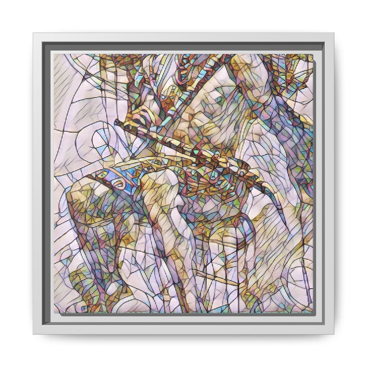 Framed Abstract Musician Canvas Art — Multi‑Color Jazz Saxophone Print