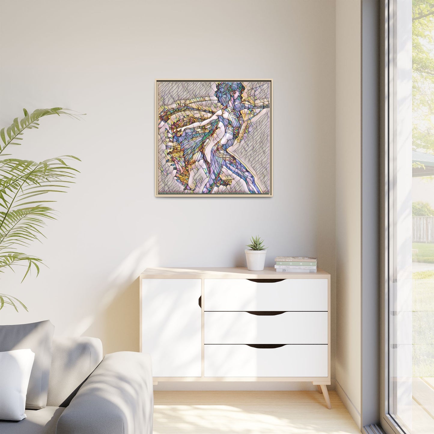 Abstract Stained-Glass Dancer Framed Canvas Art