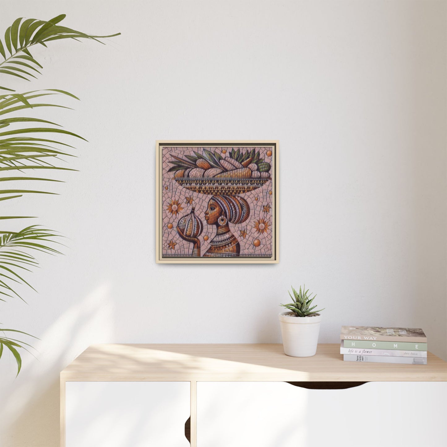 Egyptian Mosaic Goddess Matte Framed Canvas Wall Art