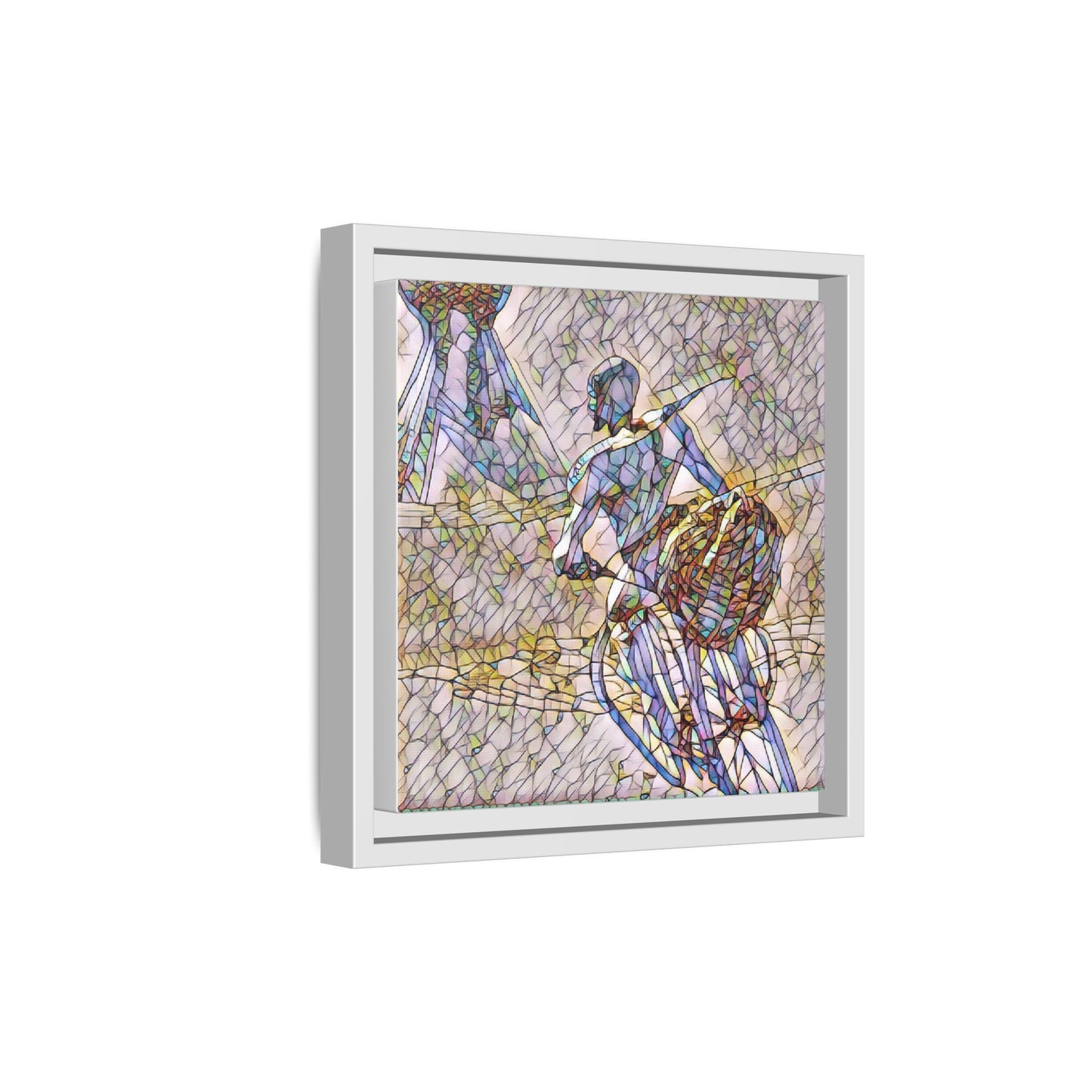 Abstract Stained-Glass Warrior Matte Framed Canvas