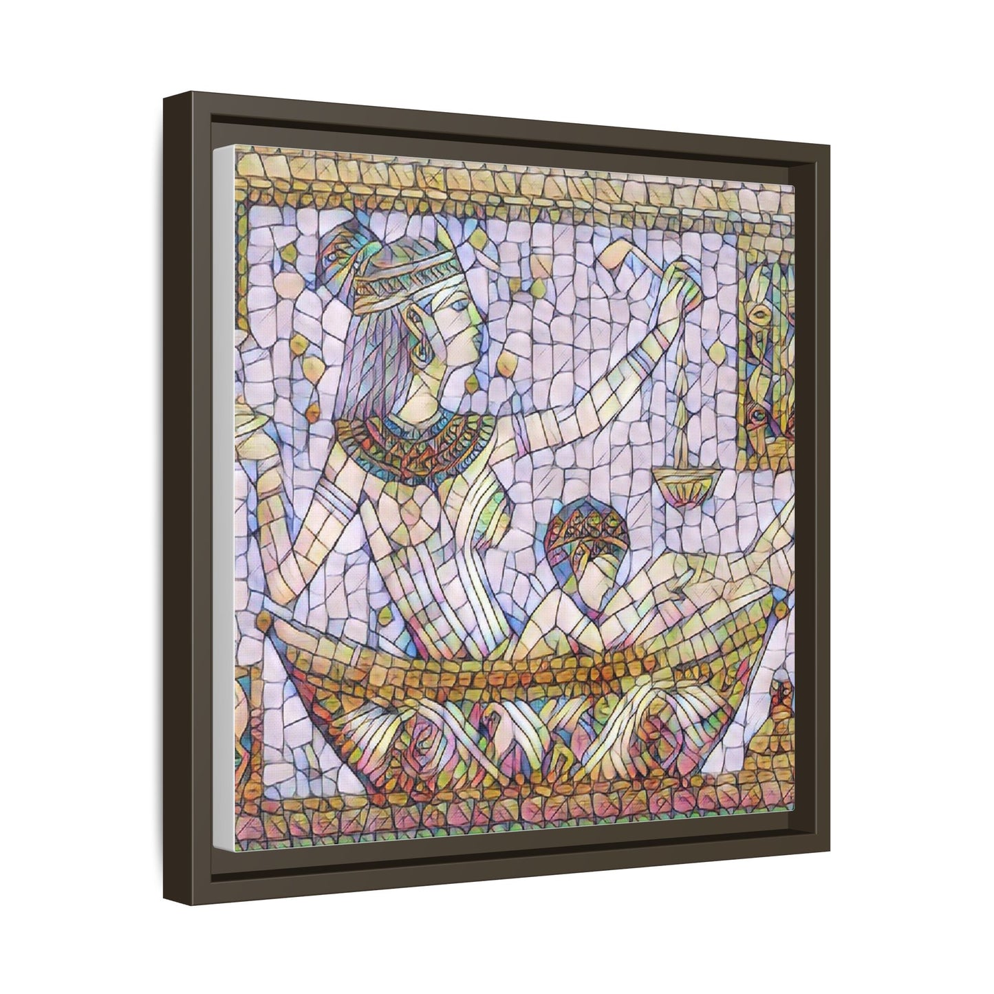 Egyptian Mosaic Goddess Matte Canvas Print (Framed)