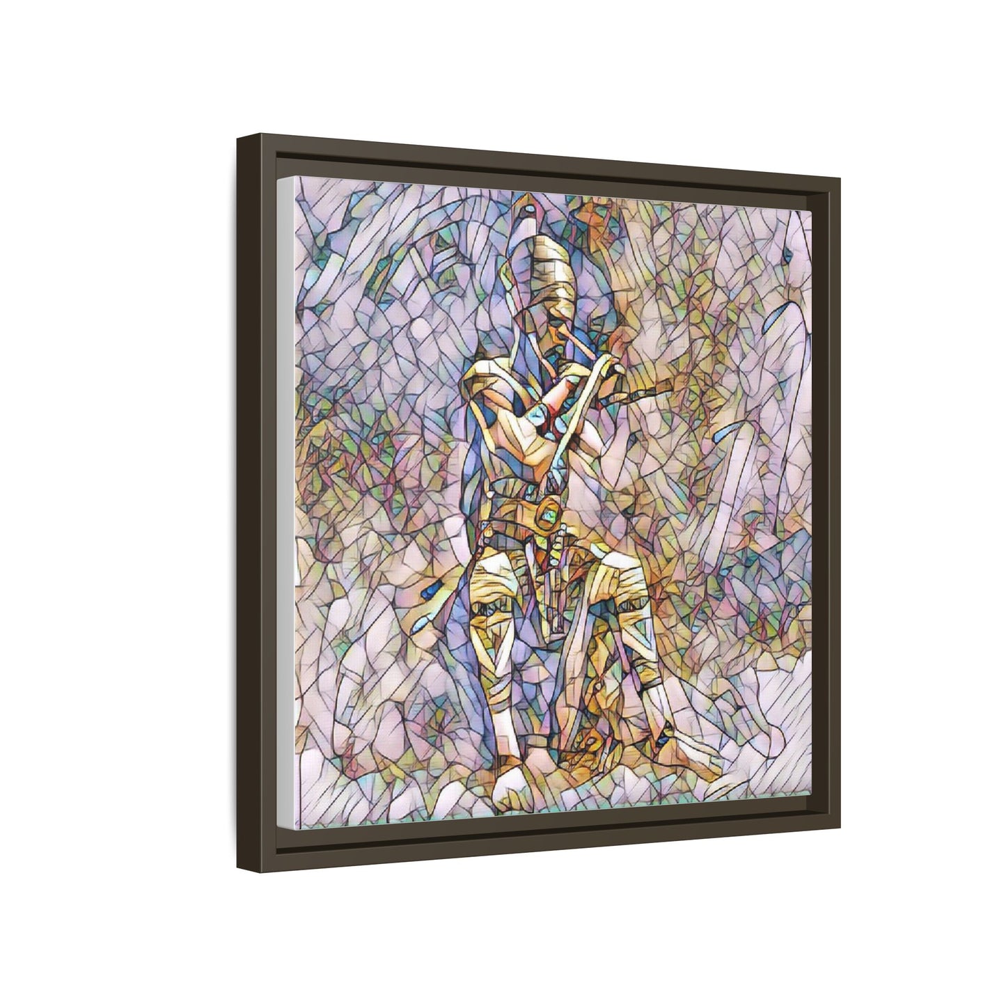 Framed Matte Canvas - Stained Glass Knight Artwork