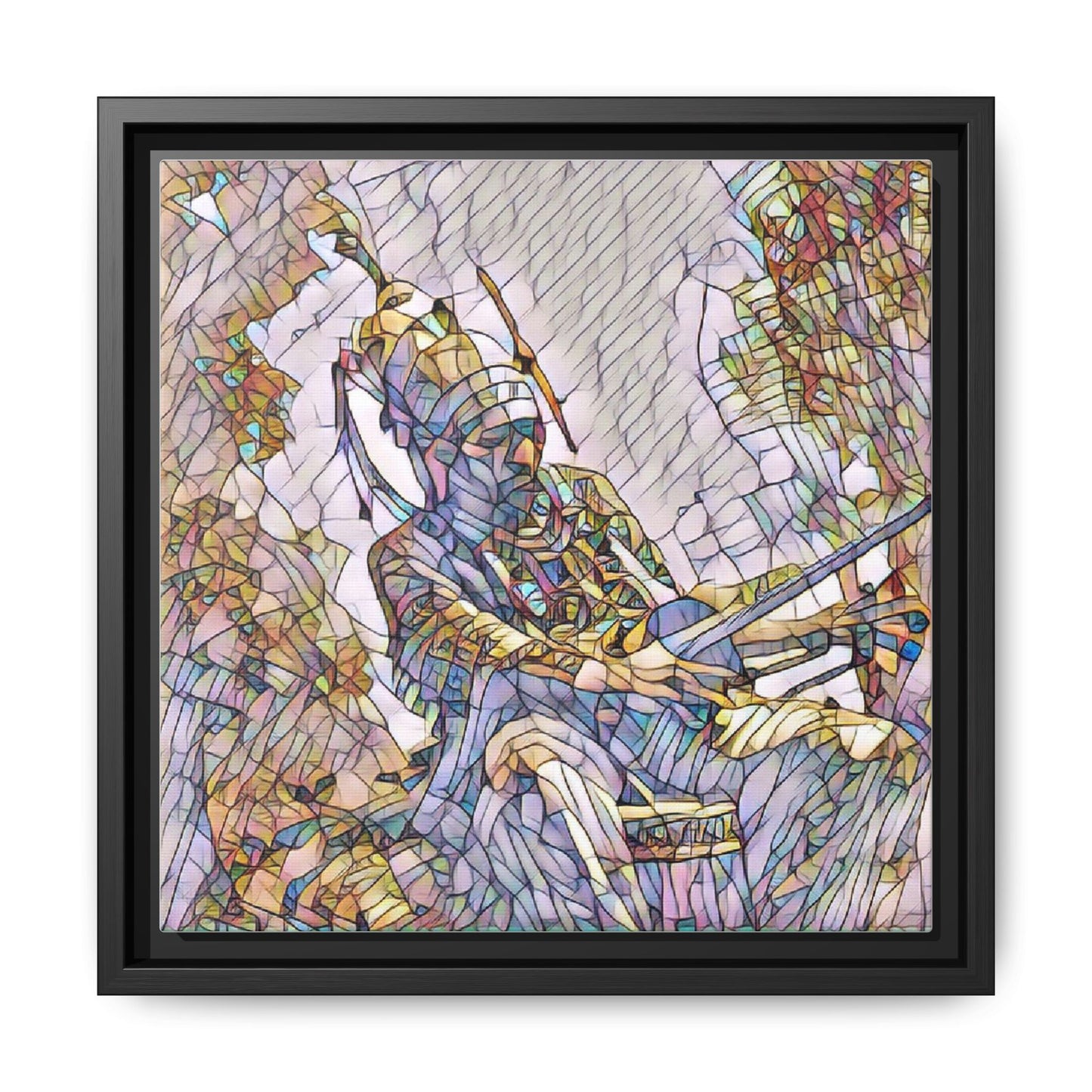 Framed Archery Canvas Print — Stained-Glass Archer Wall Art