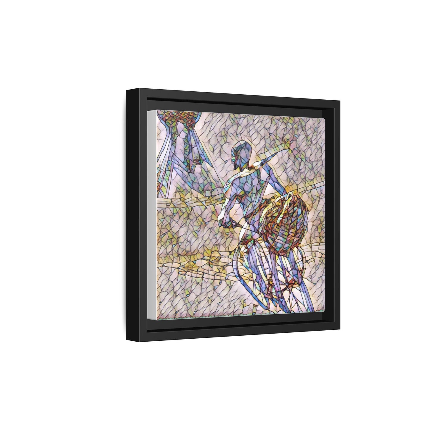 Abstract Stained-Glass Warrior Matte Framed Canvas