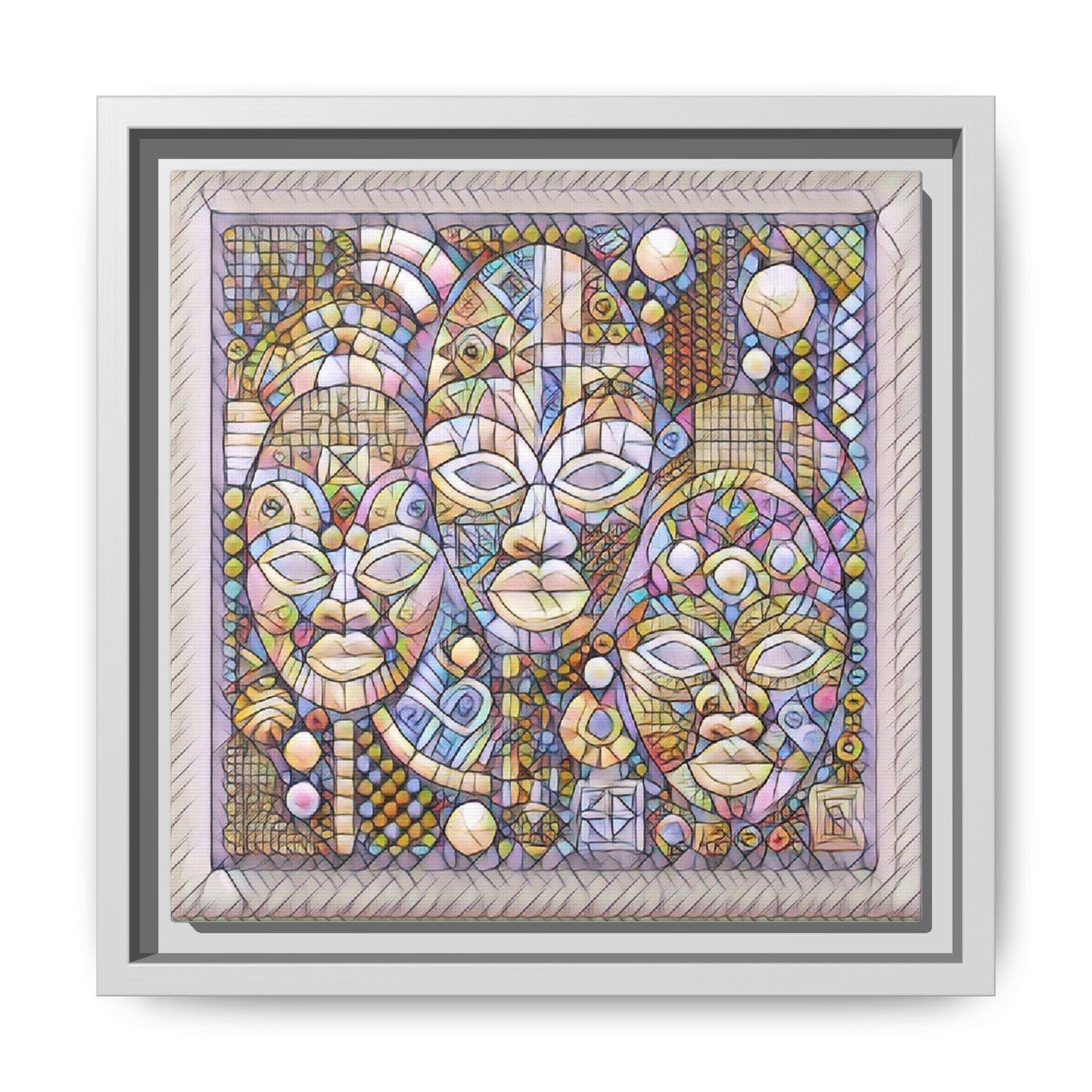 Abstract African Mask Art — Framed Matte Canvas Wall Art