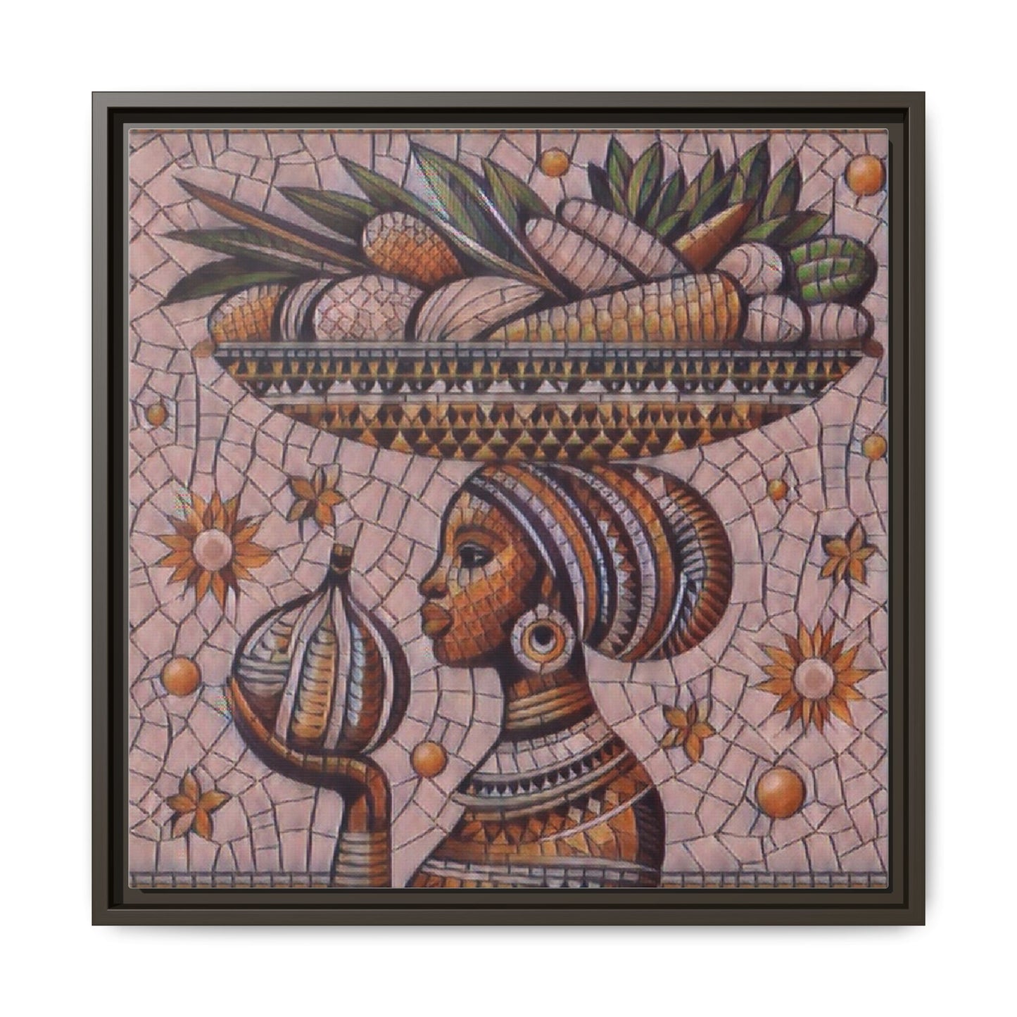 Egyptian Mosaic Goddess Matte Framed Canvas Wall Art