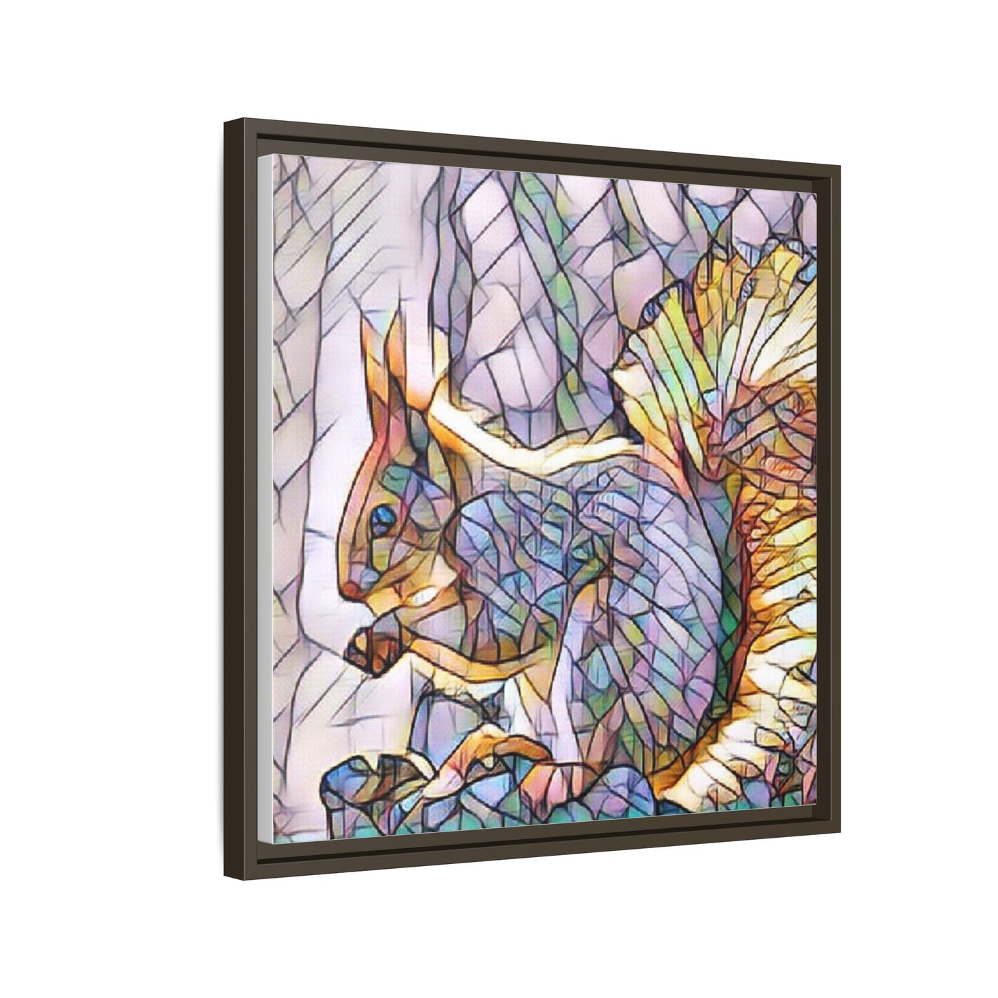 Framed Squirrel Mosaic Matte Canvas Wall Art