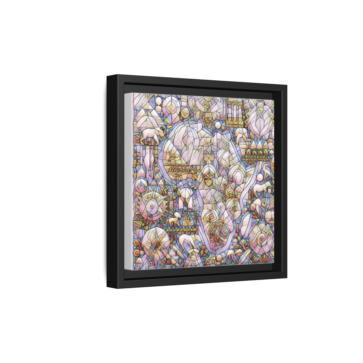 Abstract Stained-Glass Style Framed Canvas Print