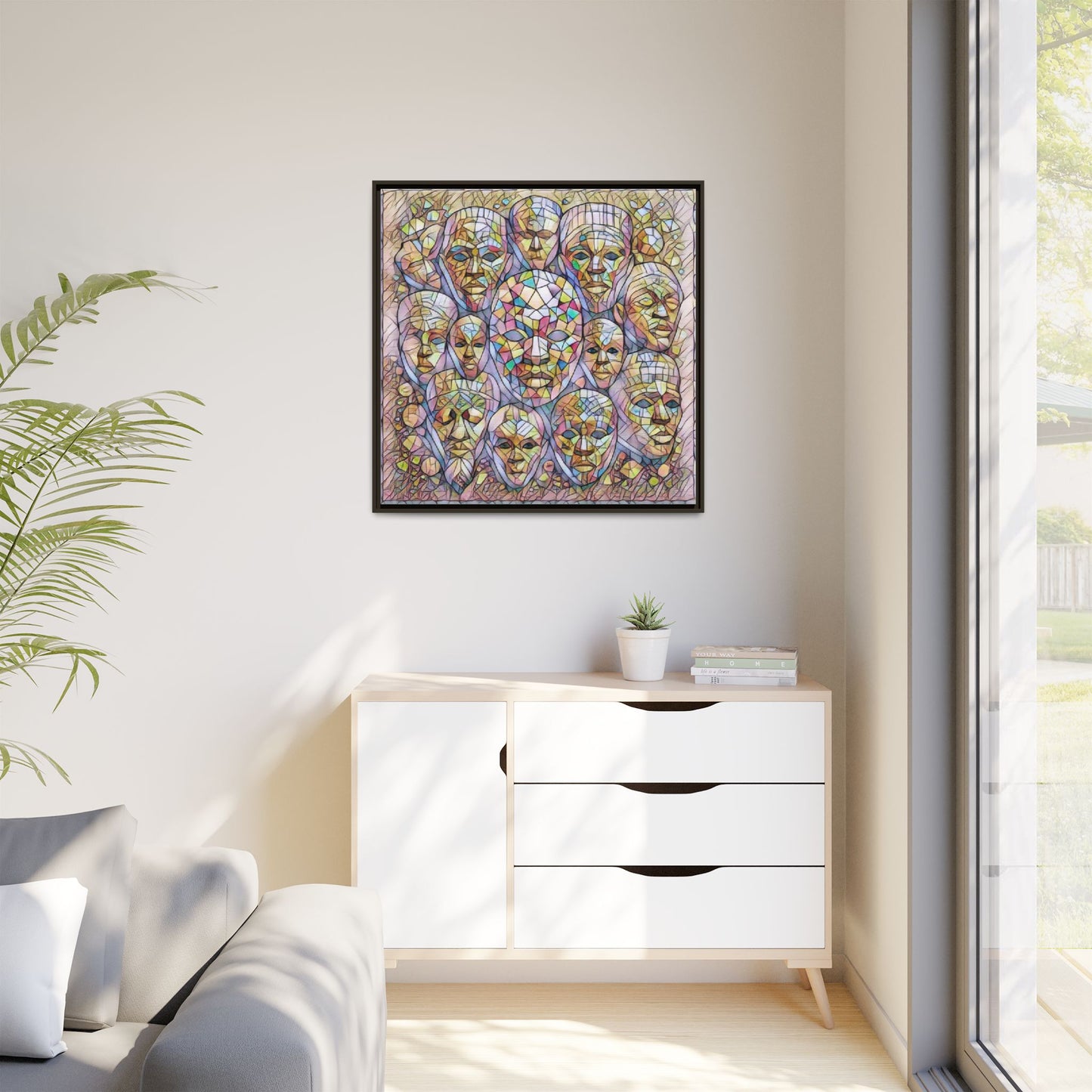 Framed Art Print — Mosaic Faces Matte Canvas