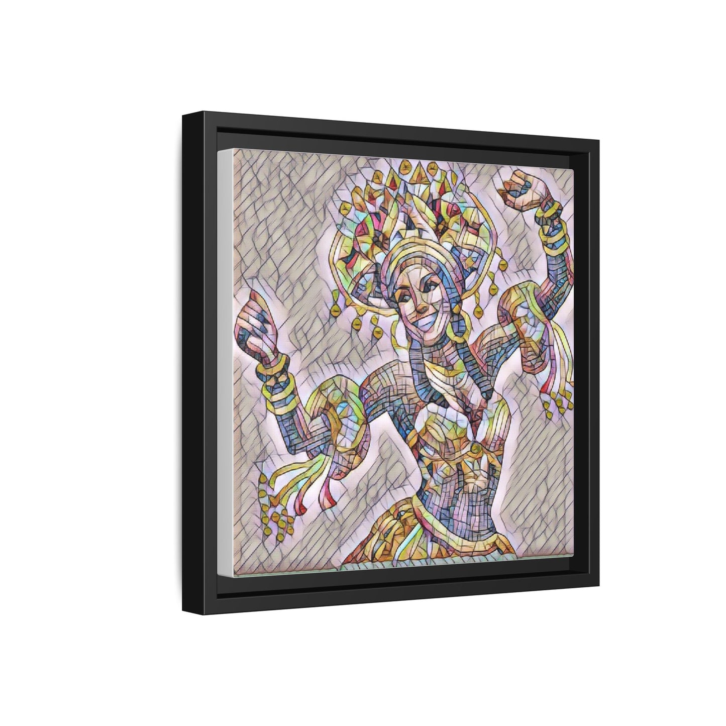 Framed Matte Canvas: Colorful Carnival Dancer Artwork – Vibrant Ethnic Dance Wall Art