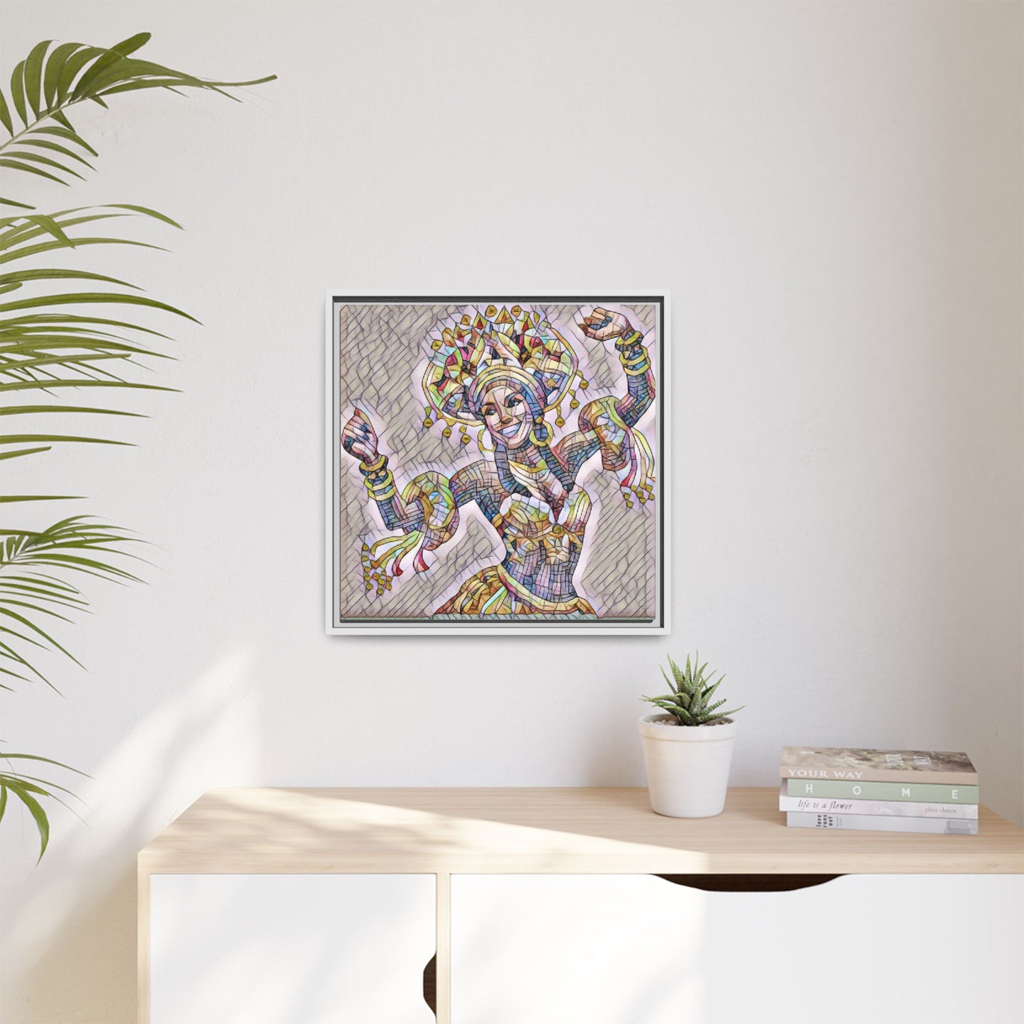 Framed Matte Canvas: Colorful Carnival Dancer Artwork – Vibrant Ethnic Dance Wall Art