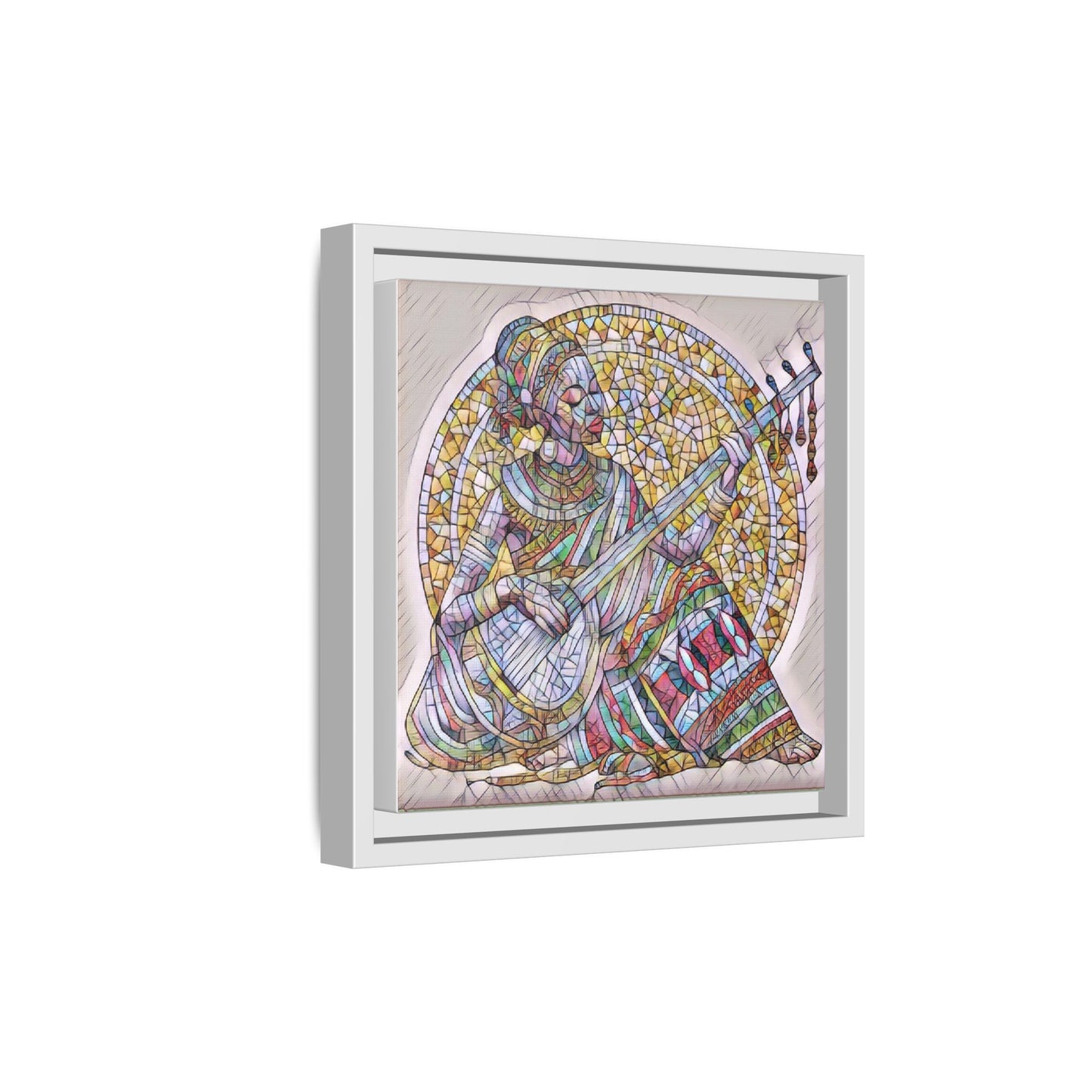 Framed Canvas Art - Colorful Mosaic Musician Wall Decor