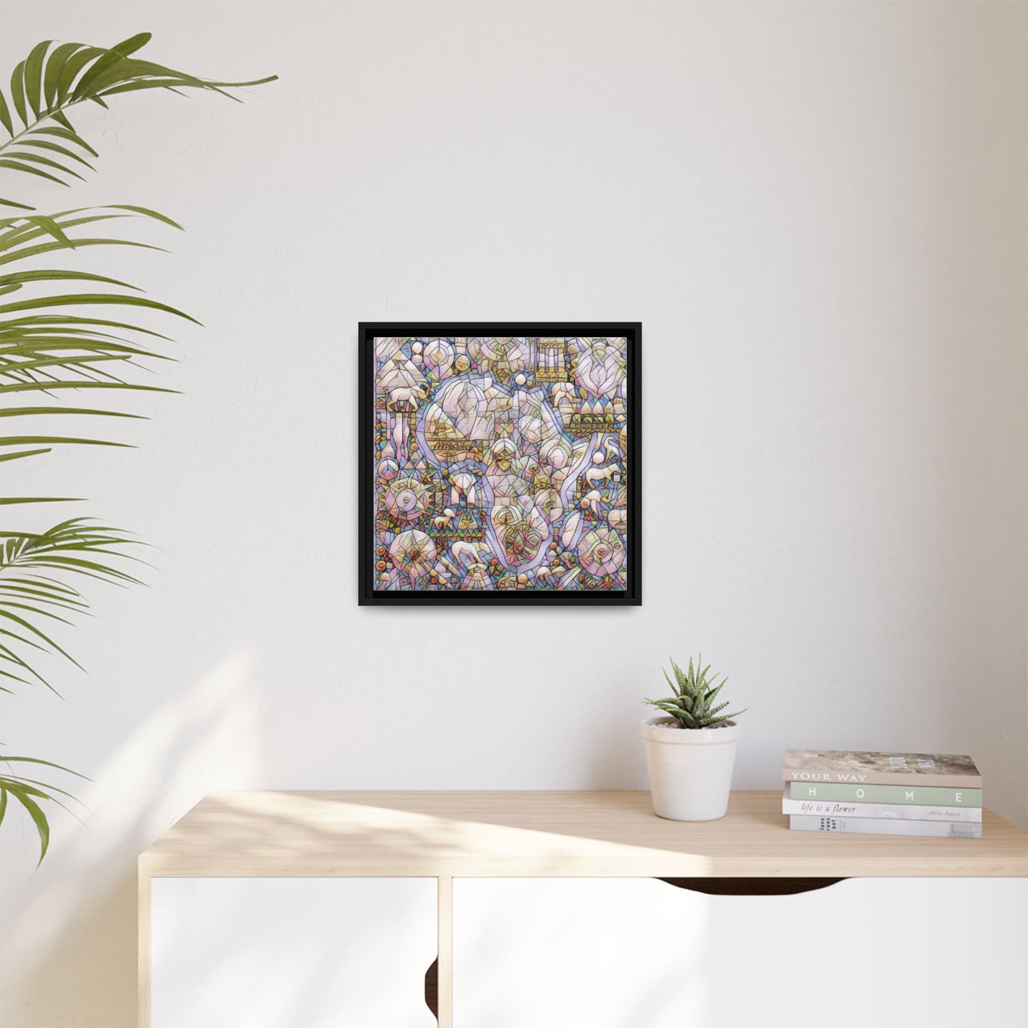 Abstract Stained-Glass Style Framed Canvas Print
