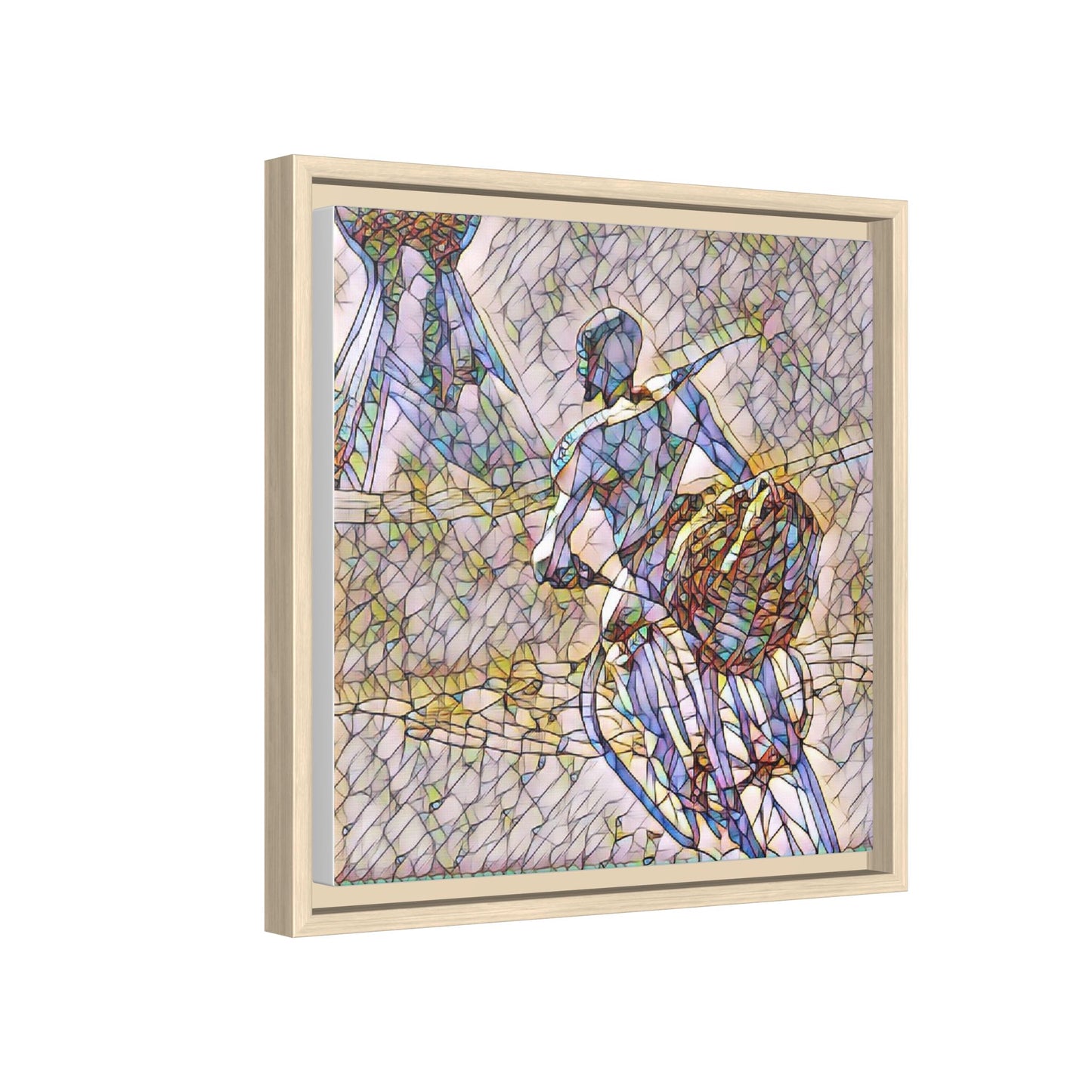 Abstract Stained-Glass Warrior Matte Framed Canvas