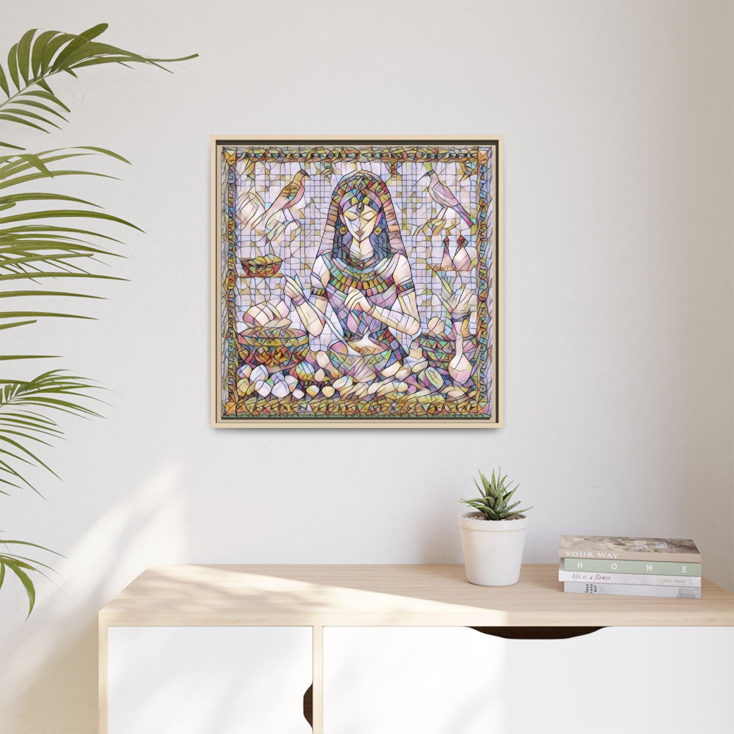 Egyptian Goddess Mosaic Framed Canvas Art