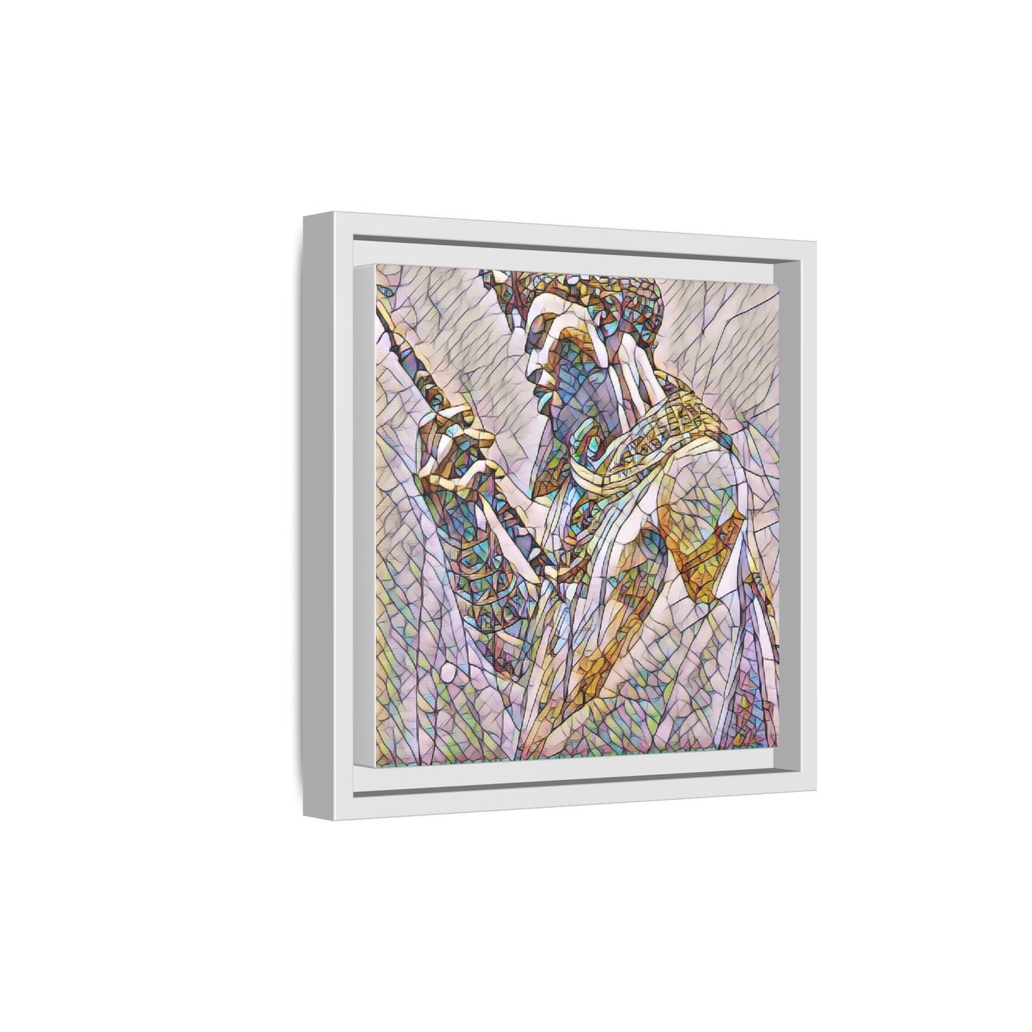 Egyptian Pharaoh Stained Glass Art — Framed Matte Canvas