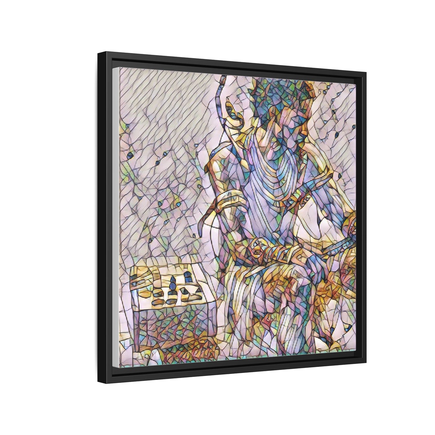 Framed Matte Canvas Art — Abstract Stained-Glass Chess Player