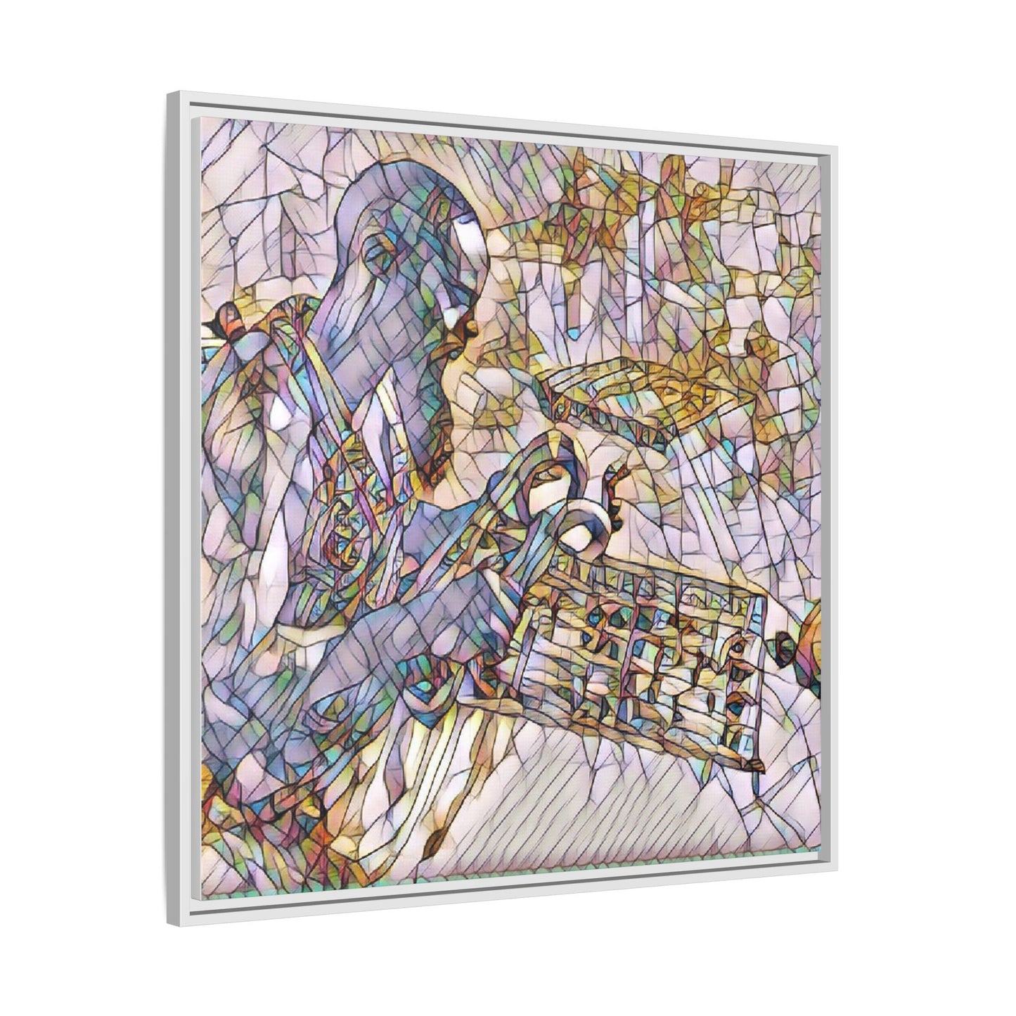 Framed Matte Canvas Art – Abstract Musician with Keyboard (Multi-Color)