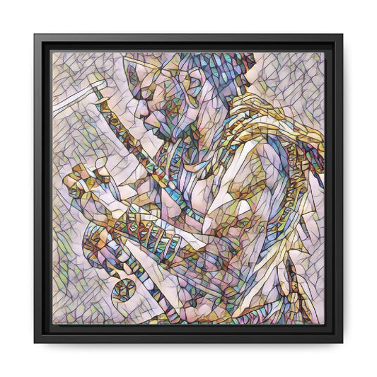 Stained Glass Warrior Matte Canvas Framed Art