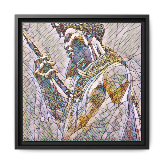 Egyptian Pharaoh Stained Glass Art — Framed Matte Canvas