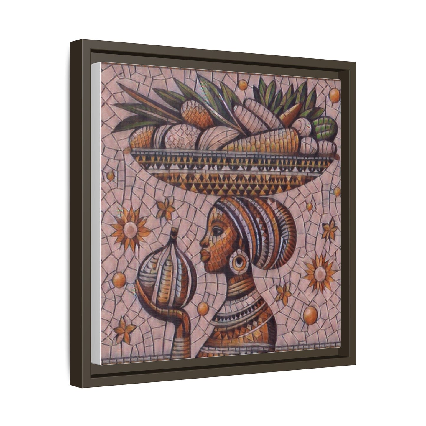 Egyptian Mosaic Goddess Matte Framed Canvas Wall Art