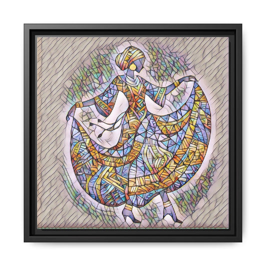 Framed Matte Canvas - Stained Glass Dancing Woman Wall Art
