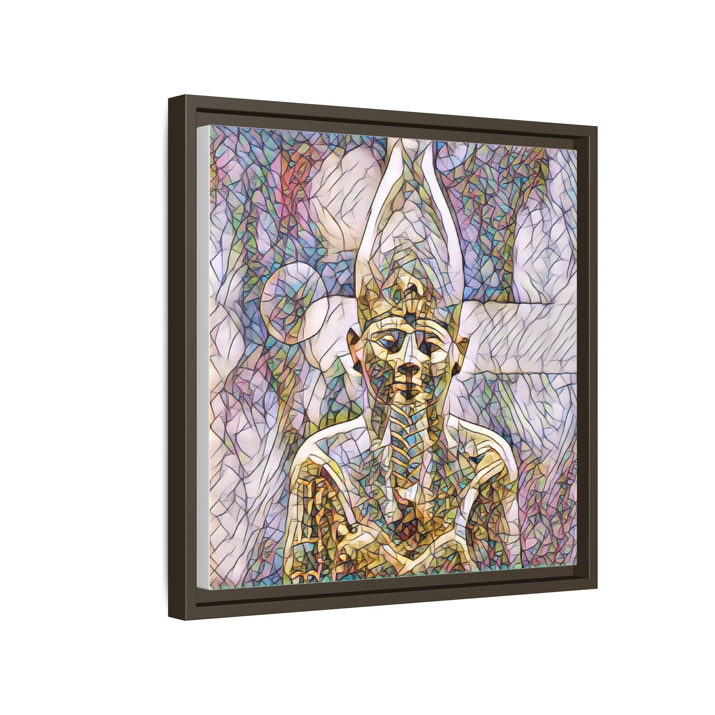 Egyptian Pharaoh Stained-Glass Style Matte Canvas Print, Framed