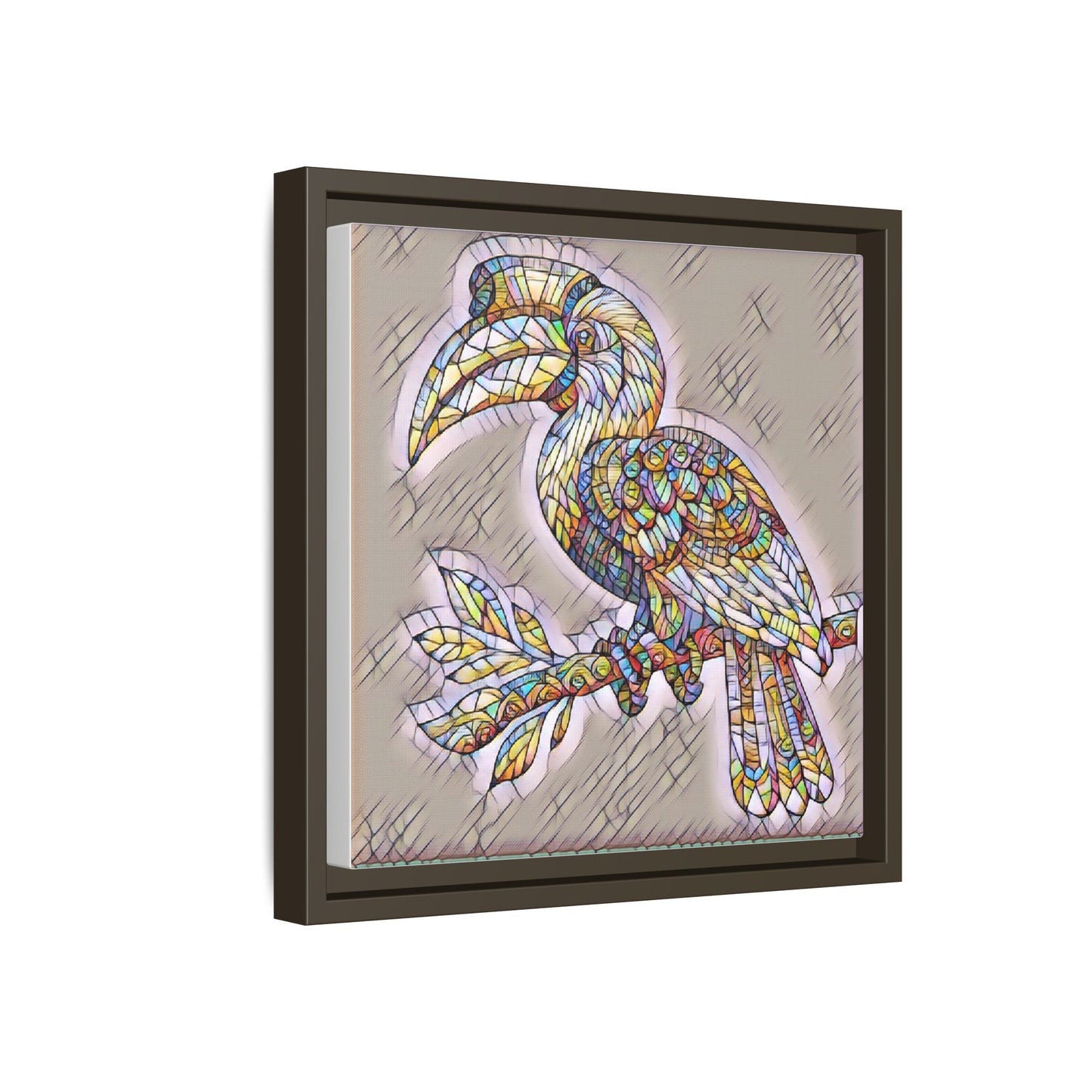 Colorful Stained Glass Toucan Matte Canvas Framed Wall Art