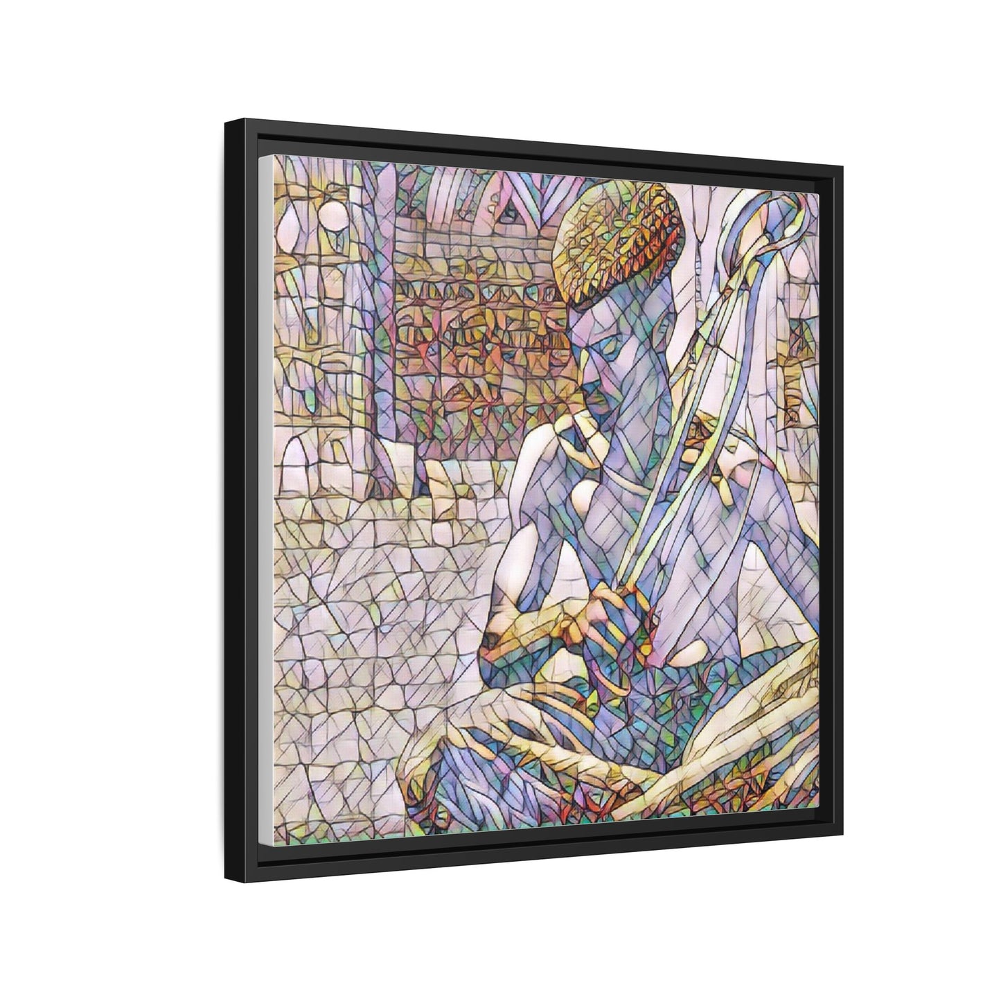 Framed Matte Canvas Art – Stained-Glass Style Musician Print