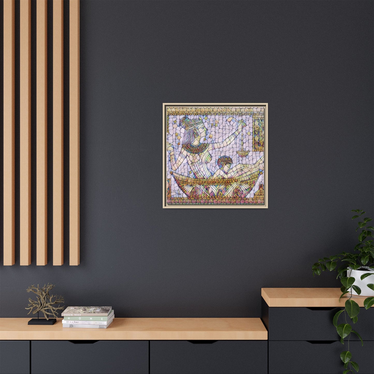 Egyptian Mosaic Goddess Matte Canvas Print (Framed)
