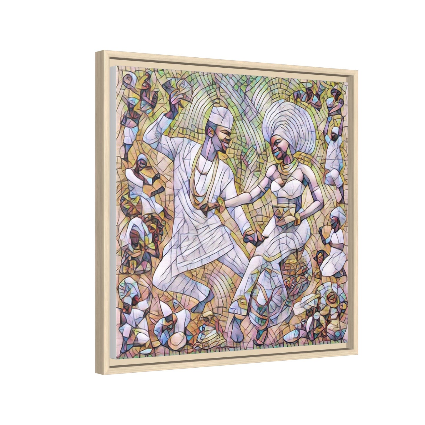 Afrobeat Celebration Matte Framed Canvas — Vibrant Dancers Wall Art