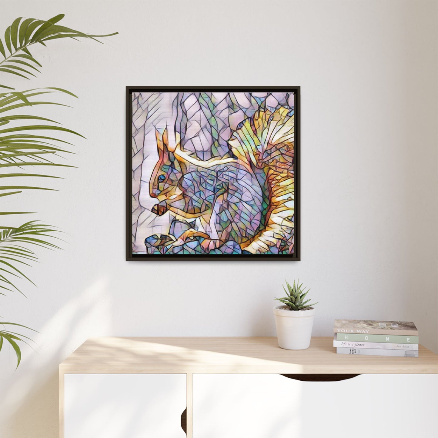 Framed Squirrel Mosaic Matte Canvas Wall Art