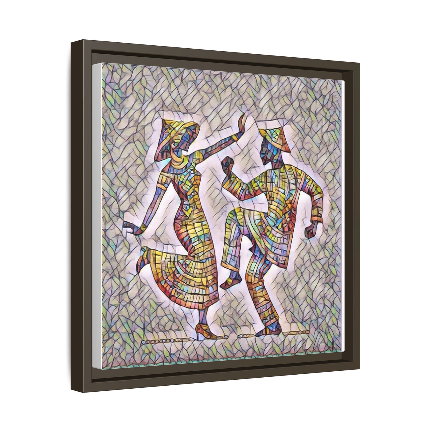 Colorful Folk Dance Matte Canvas Print (Framed)