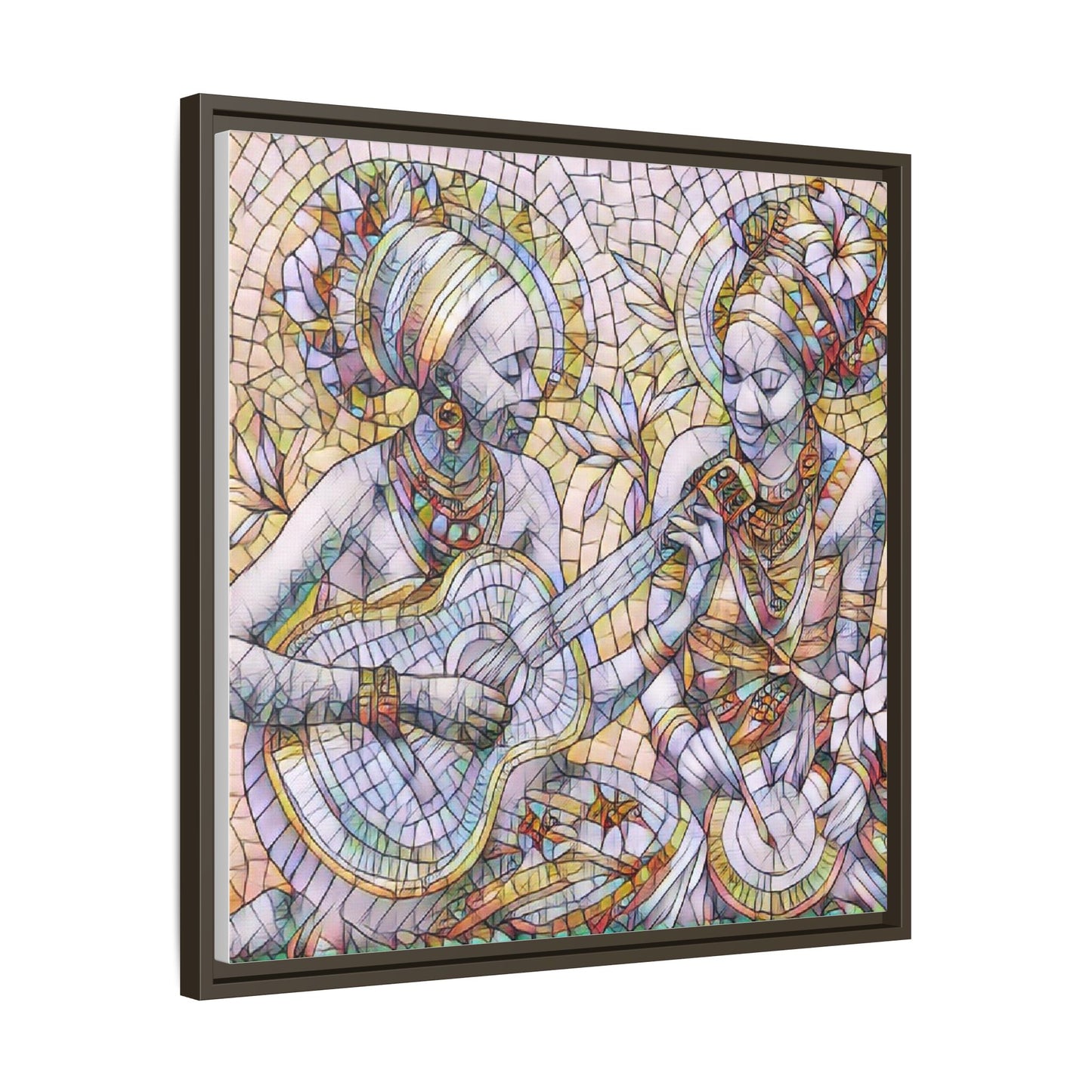 Framed Canvas Art – Colorful Mosaic Musicians Wall Decor