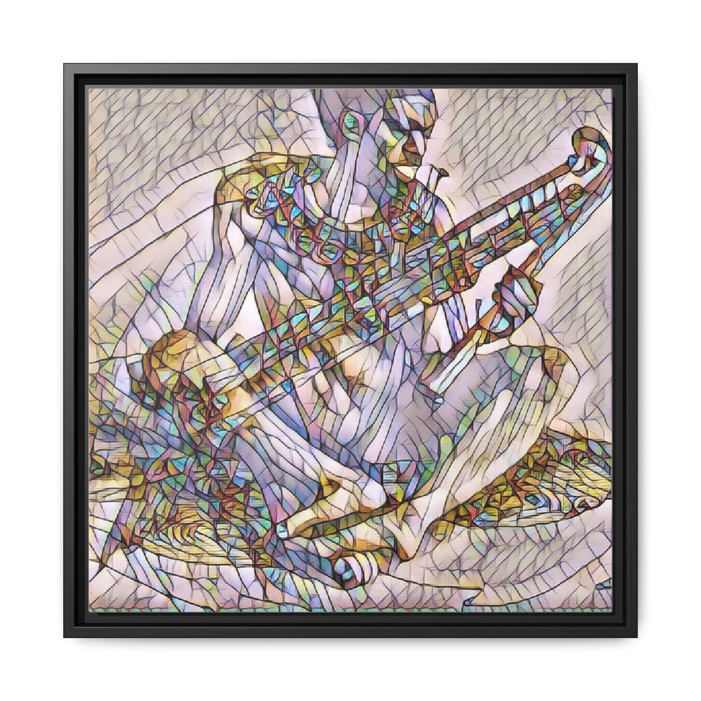 Framed Abstract Musician Canvas Art — Multicolor Modern Wall Decor