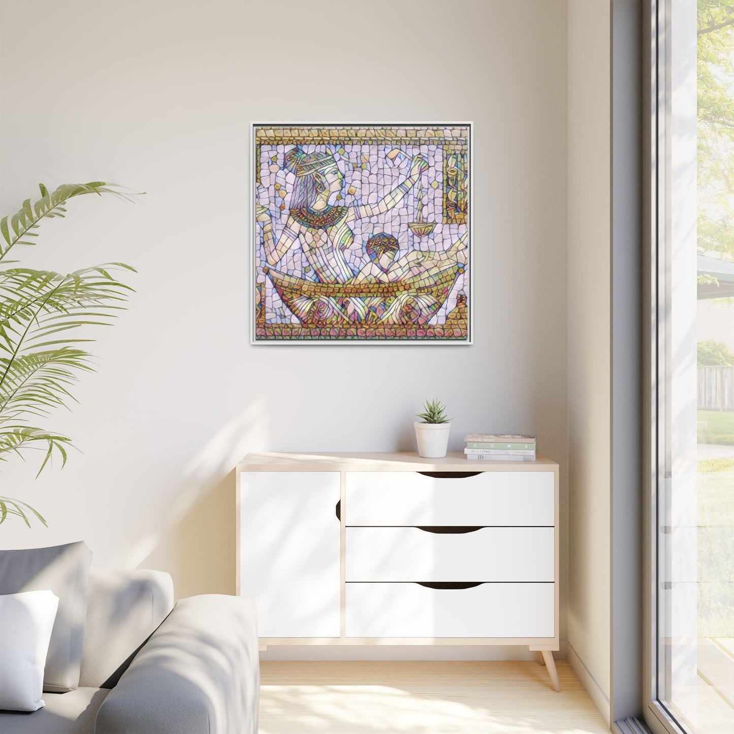 Egyptian Mosaic Goddess Matte Canvas Print (Framed)
