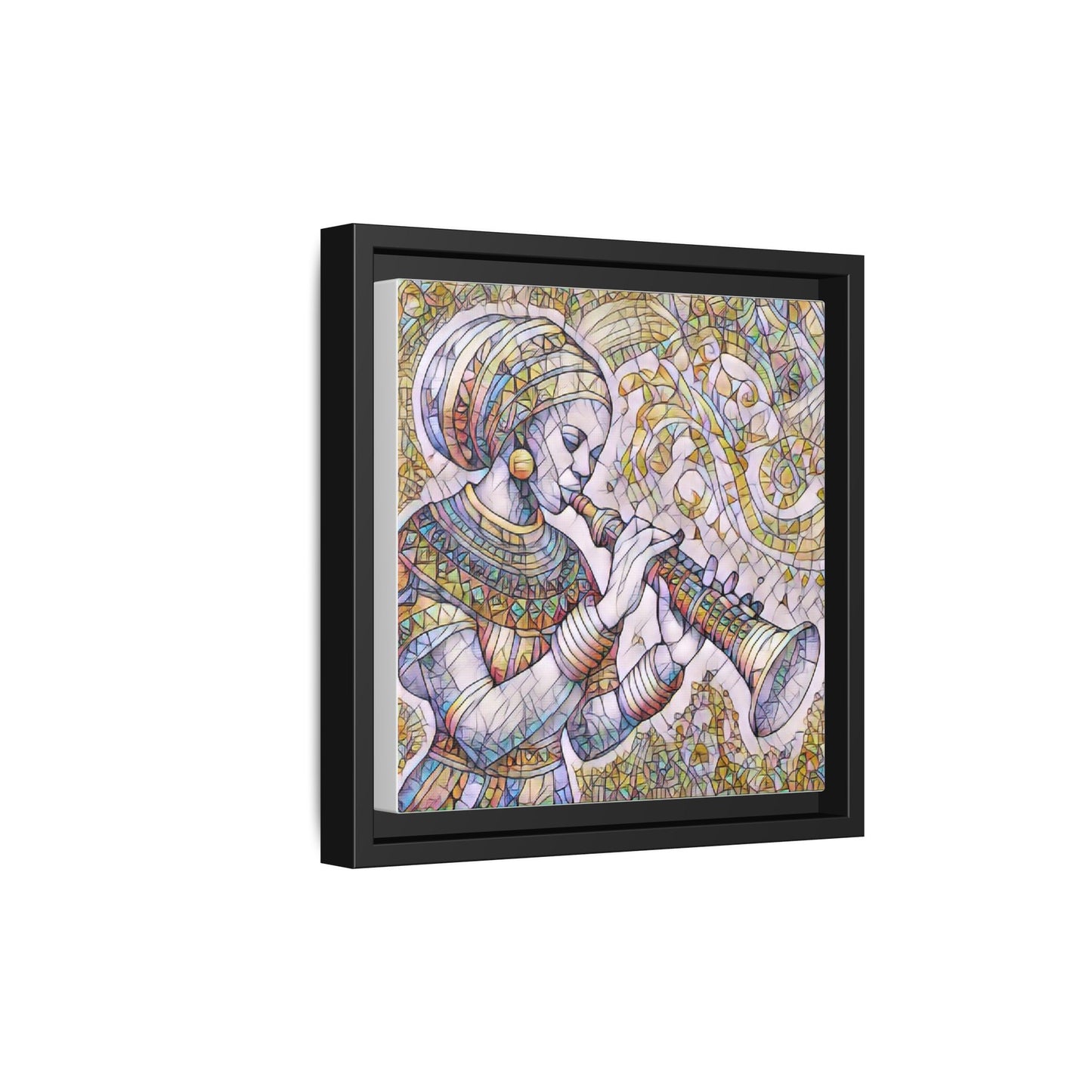 Egyptian Flutist Mosaic Matte Canvas Framed Art