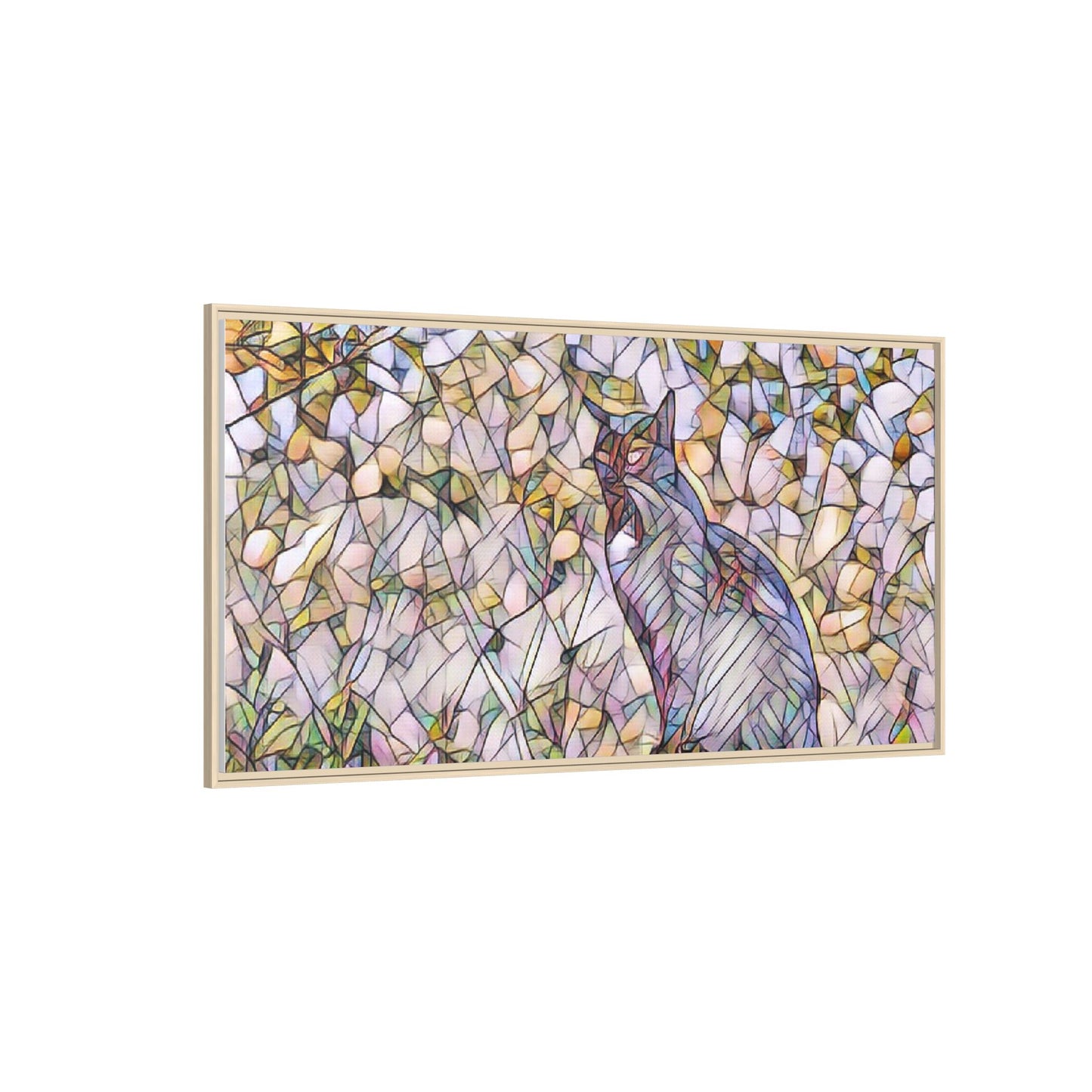 Framed Canvas Art - Stained Glass Heron Nature Print