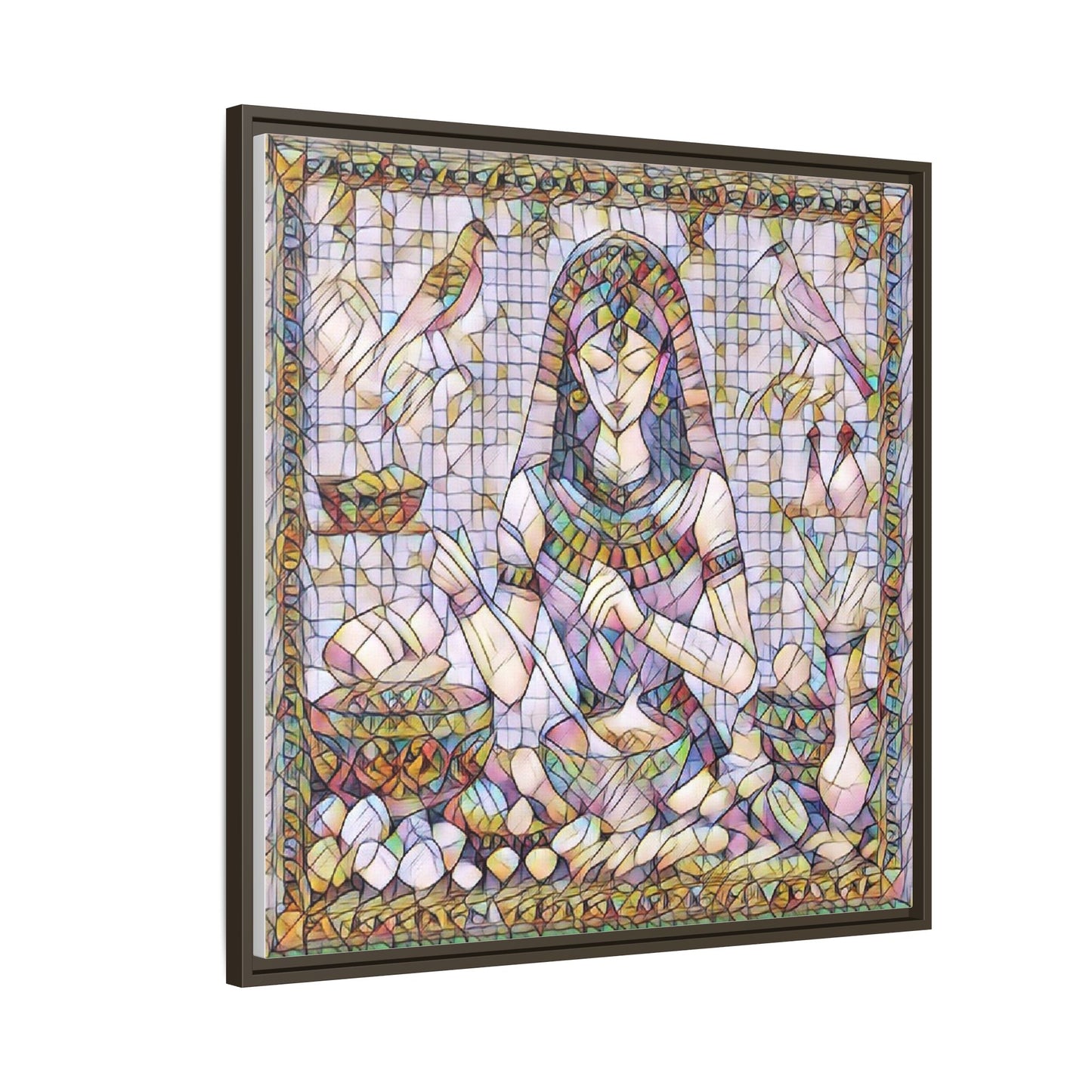Egyptian Goddess Mosaic Framed Canvas Art