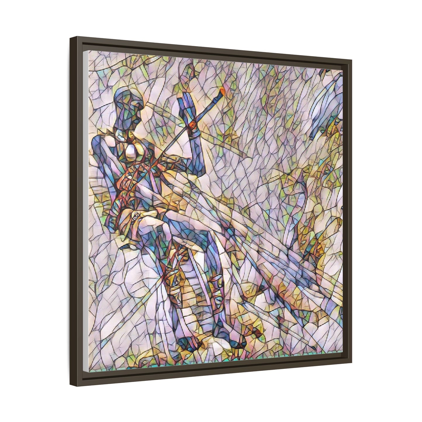 Abstract Stained-Glass Warrior Framed Canvas